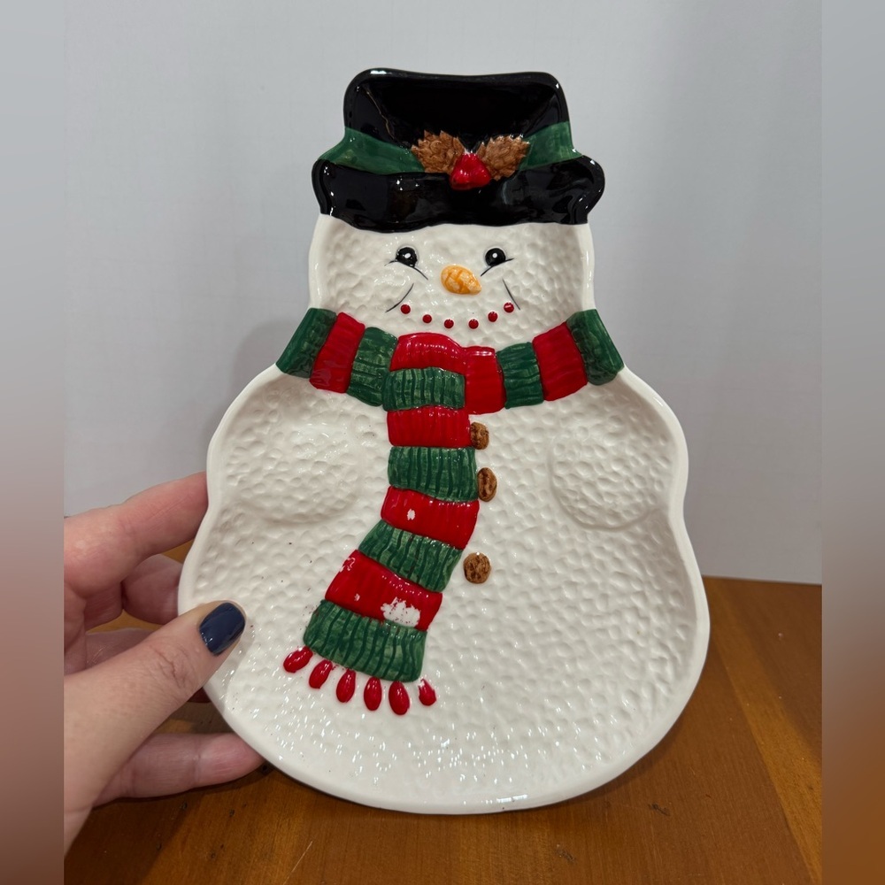 The Cellar Macys vintage dish and cream and sugar dishes snowman 1996 - Picture 2 of 14